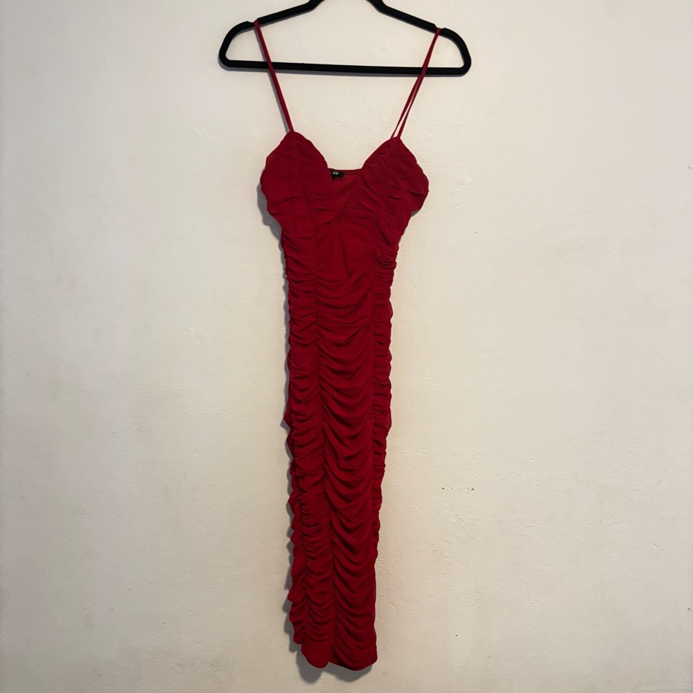 Elegant Red Ruched Dress